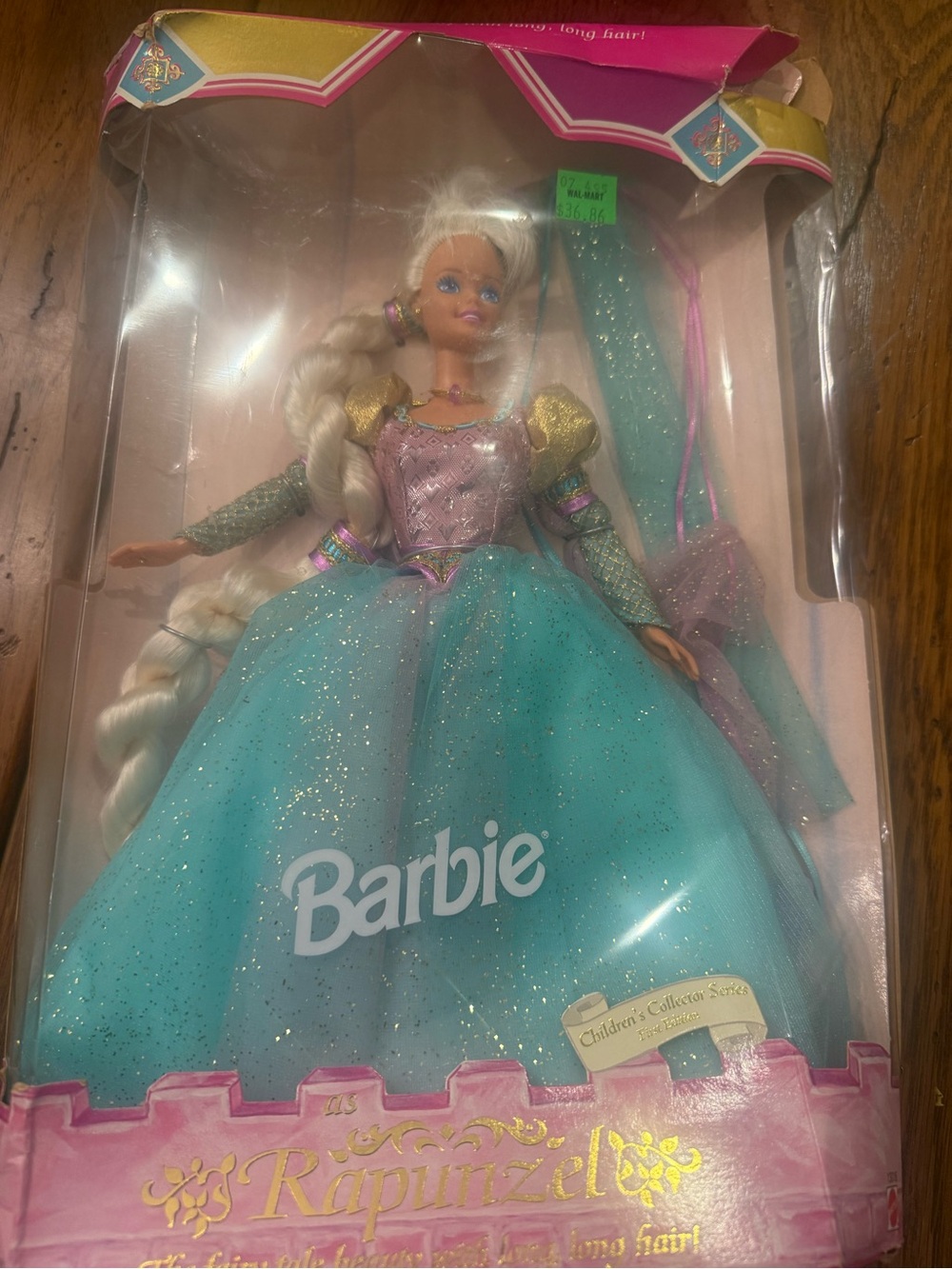Barbie Rapunzel Doll - Teal, Pink & Gold Sparkle Gown